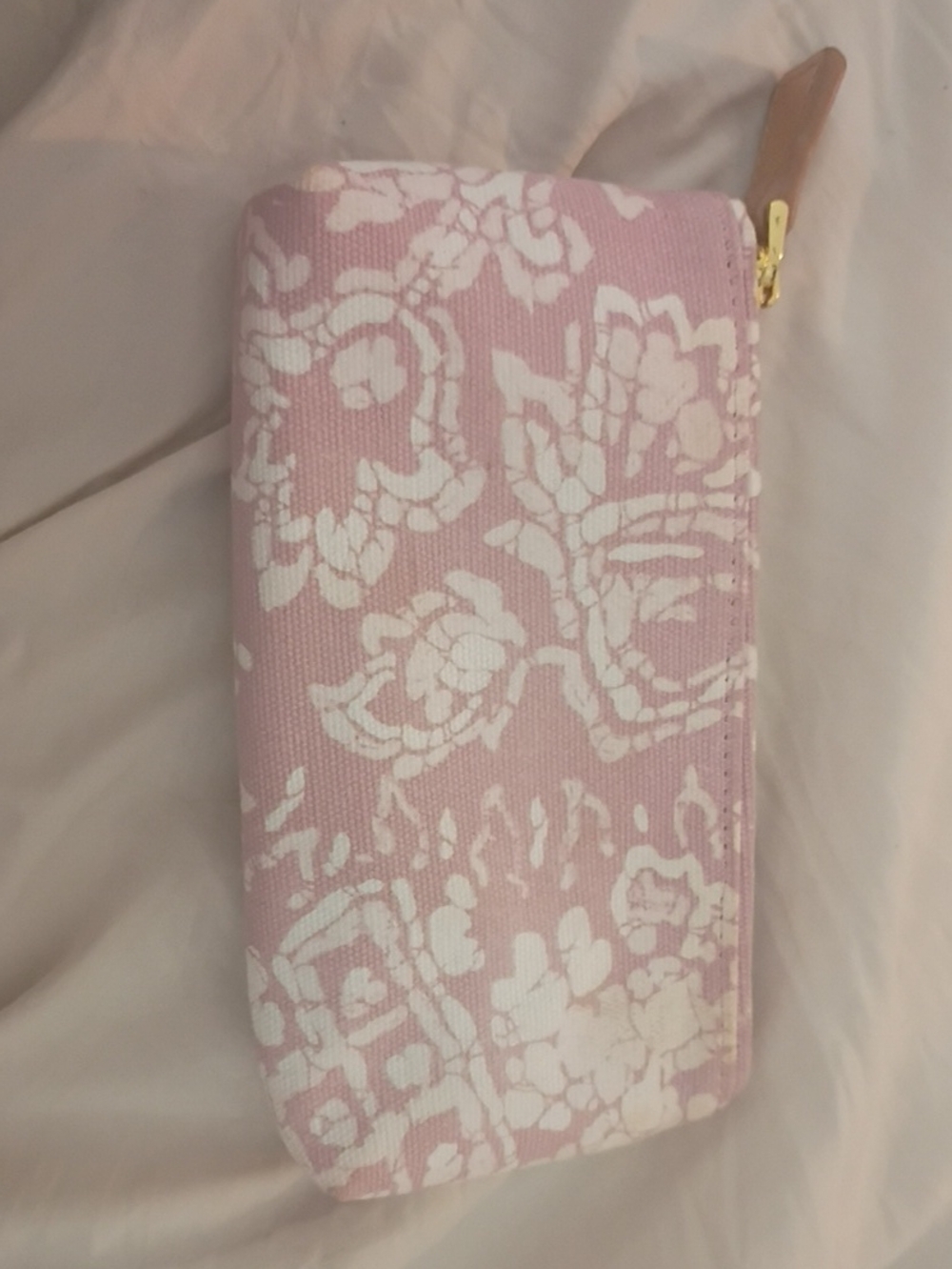 Aerin Blush Pink Pouch with Tan Leather Tag